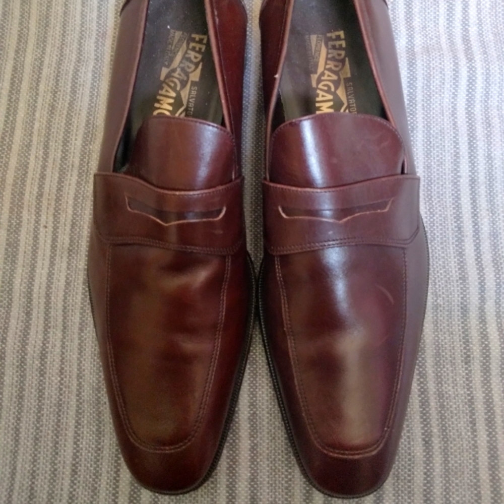 Salvatore Ferragamo AUTHENTIC Mens Designer brown leather dress shoes size 11